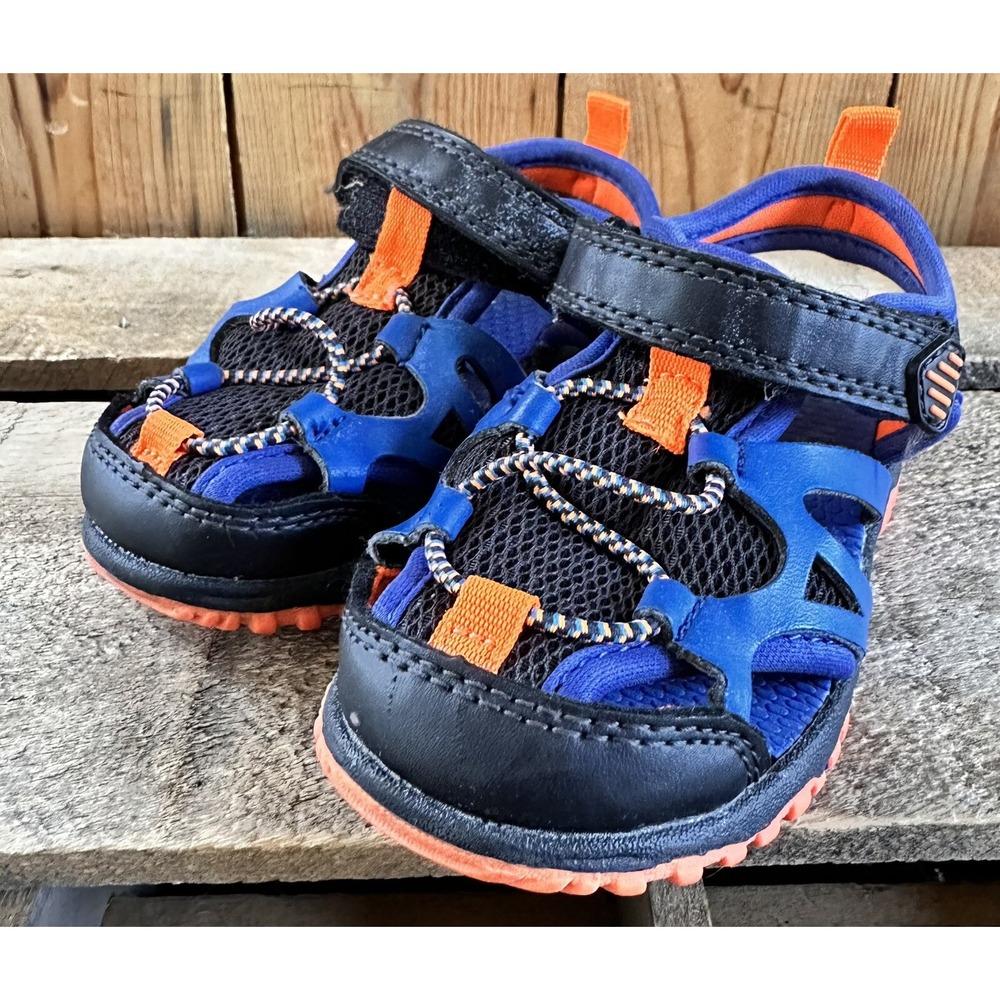 Carters Kids Athletic Water Shoes Sz 5 Boys Blue Neon Orange